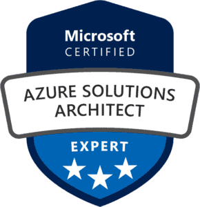 Microsoft Certified Azure Solutions Architect Expert badge.