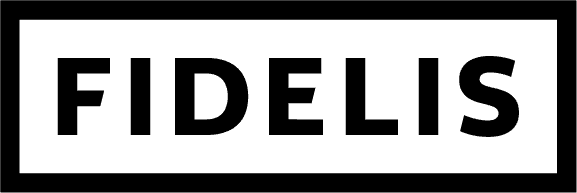 Fidelis logo with black text on green background.