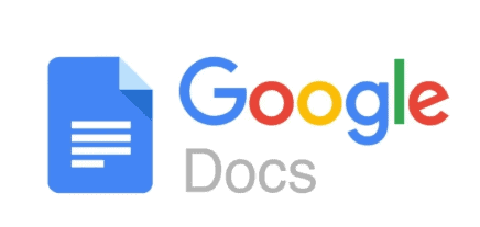 A Google Docs logo with a blue document icon and colorful text.