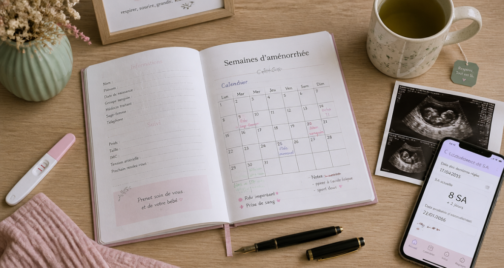 calculer les semaine aménorrhée carnet calendrier grossesse