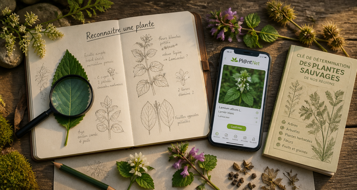 comment reconnaitre une plante carnet loupe smartphone
