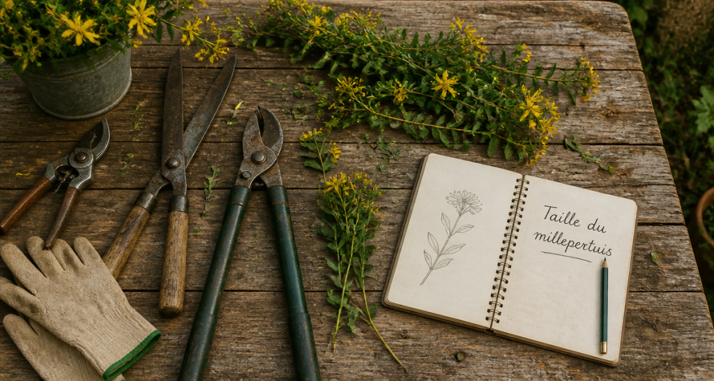 quand tailler le millepertuis outils de jardinage et tiges coupées