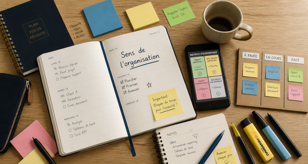 Bureau organisé avec outils pour sens de l organisation