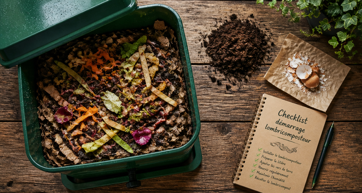 Vers de terre compost sur litière et déchets
