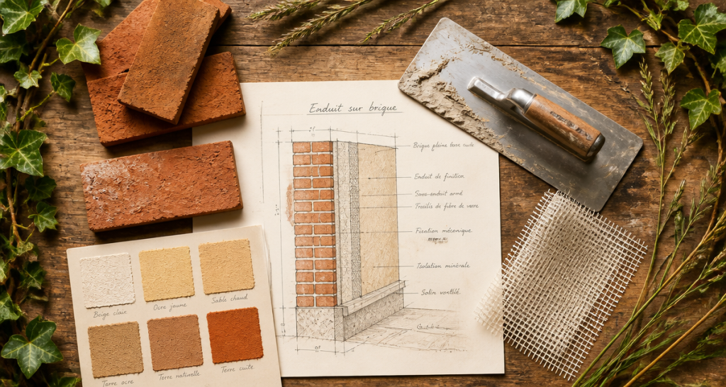 enduit sur brique outils nuancier échantillons