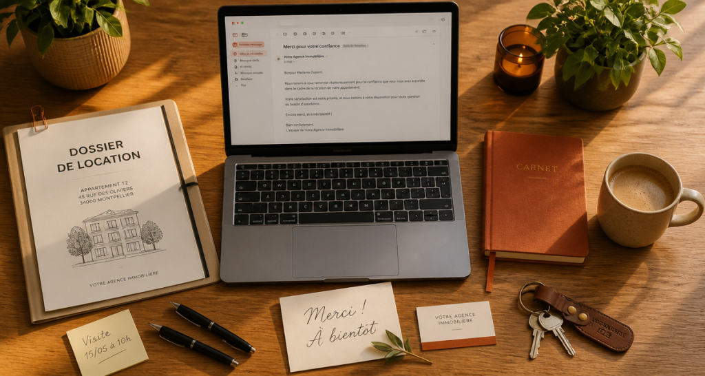 exemple mail après visite appartement sur bureau