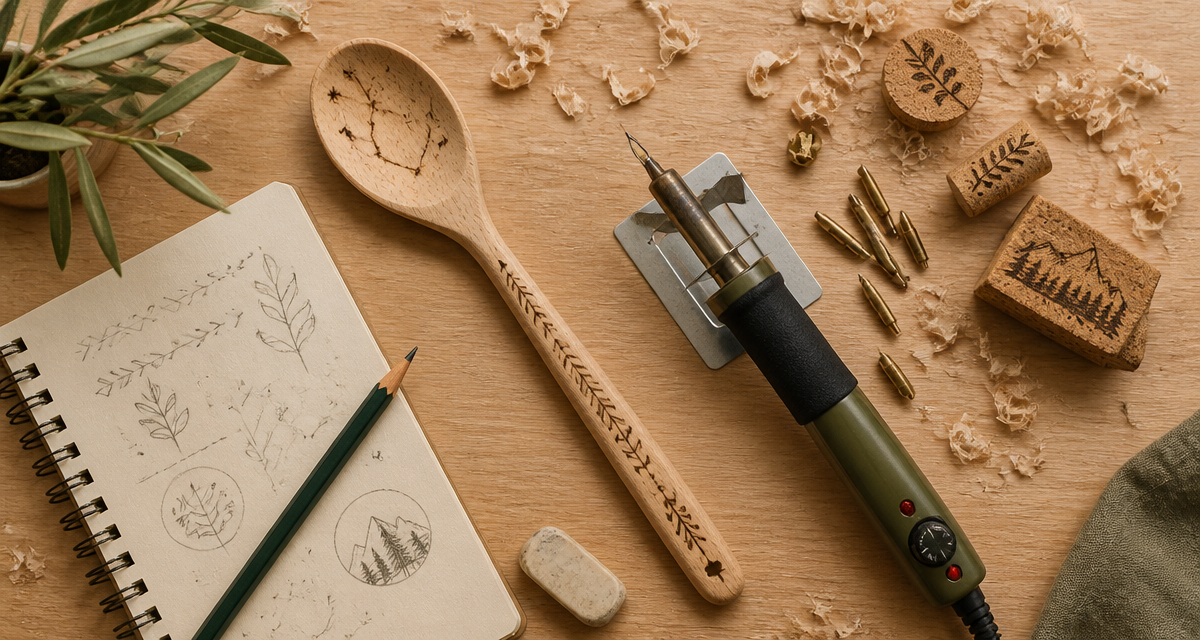 idee pyrogravure simple sur cuillère bois