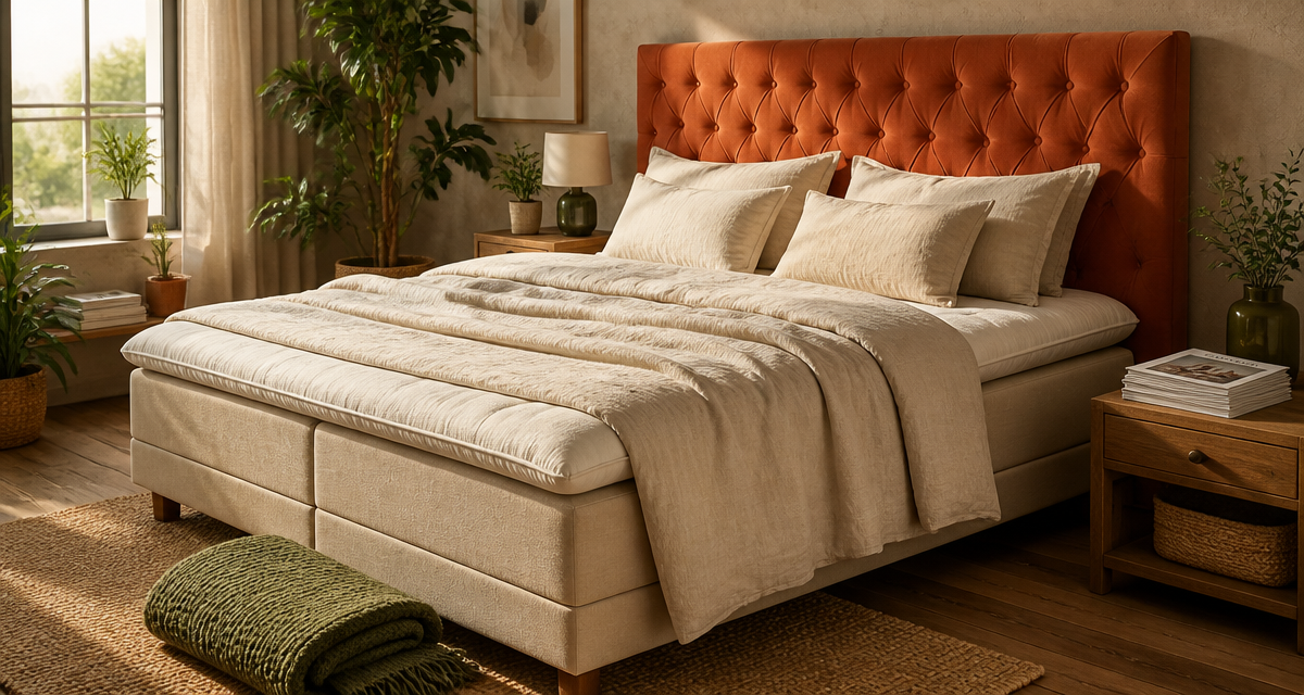 lit americain haut avec surmatelas et tete de lit