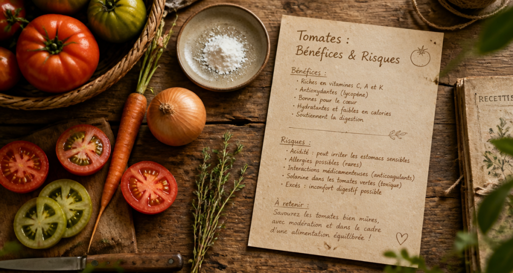 manger trop de tomates consequences, légumes sur table rustique