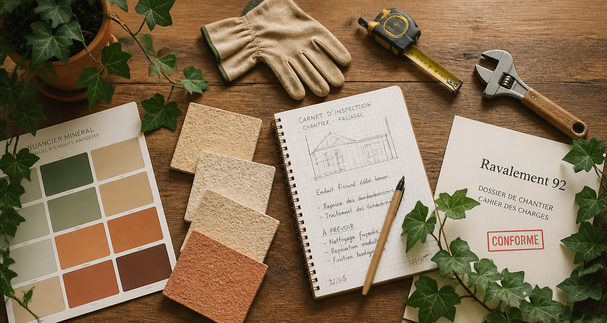 ravalement 92 flat-lay bureau artisan