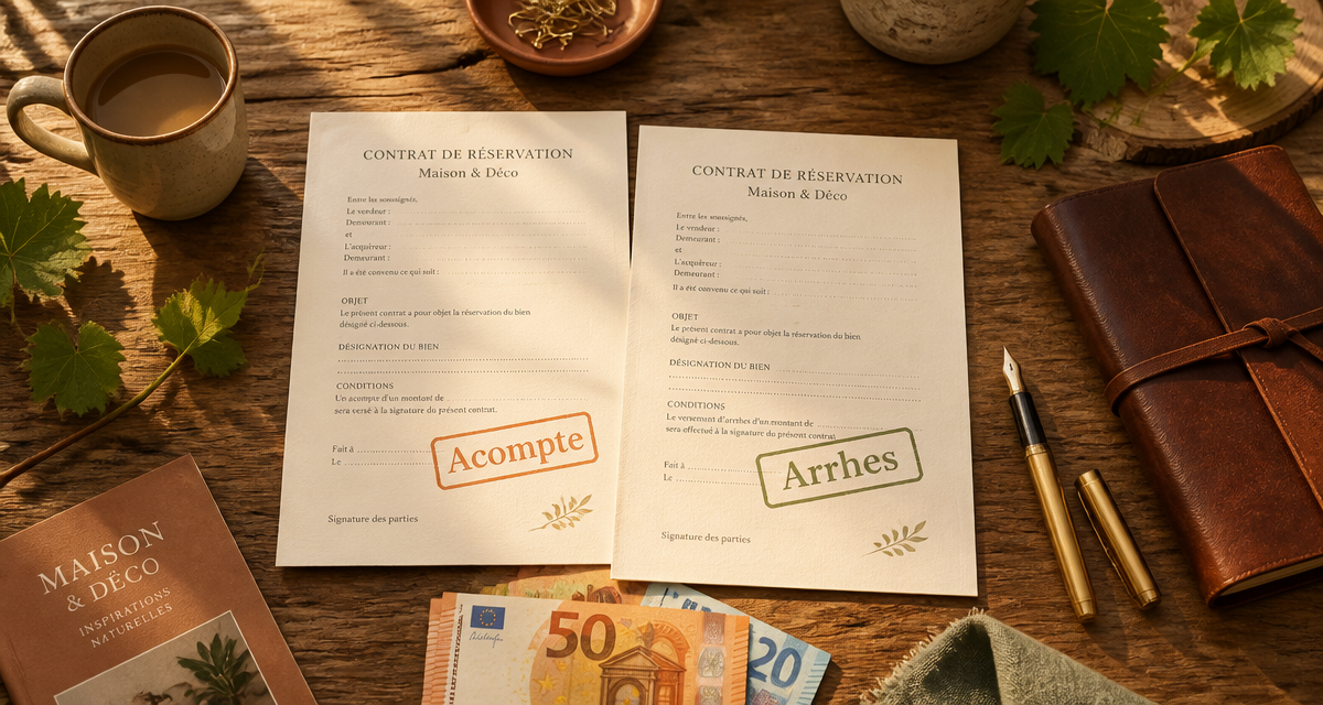 acompte arrhes quelle différence contrats sur bureau