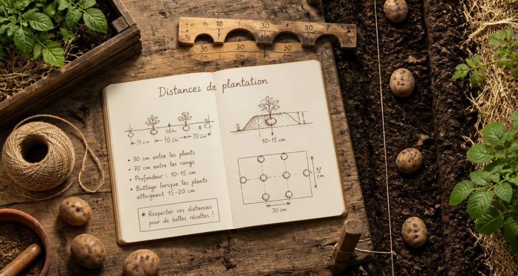 distance plantation pomme de terre sur plan de travail