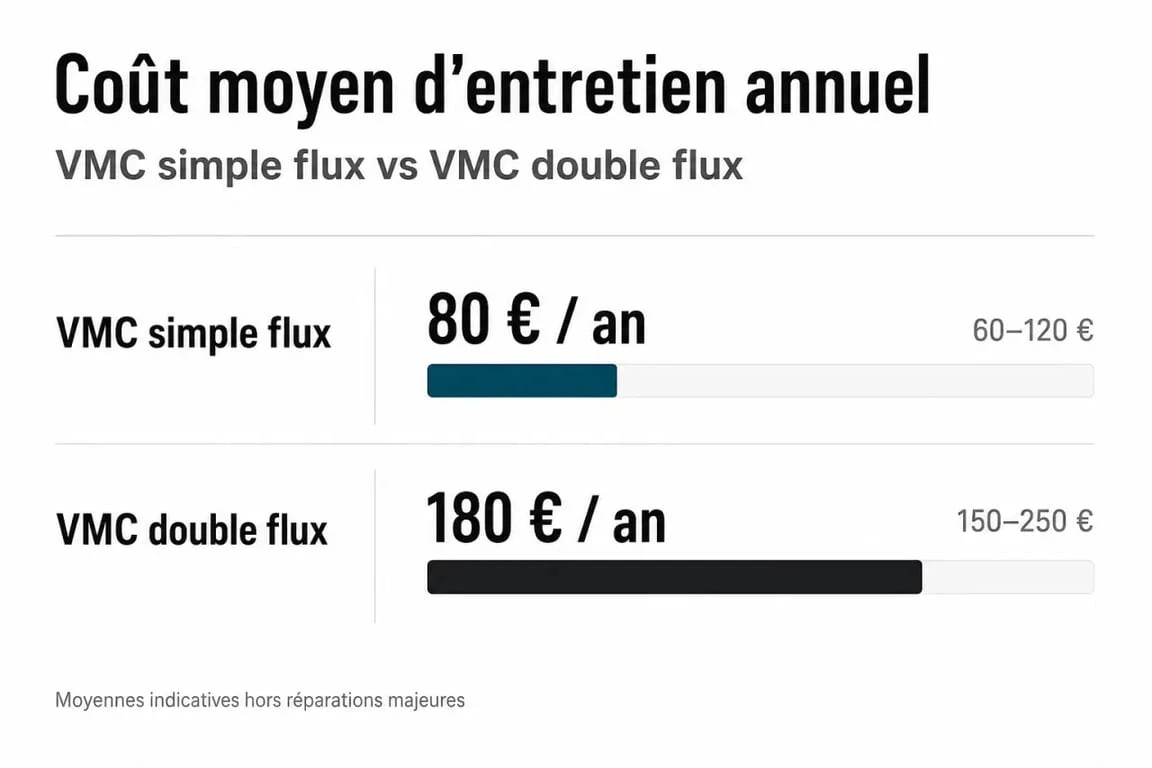 Comparatif des prix d'entretien de VMC simple flux et double flux