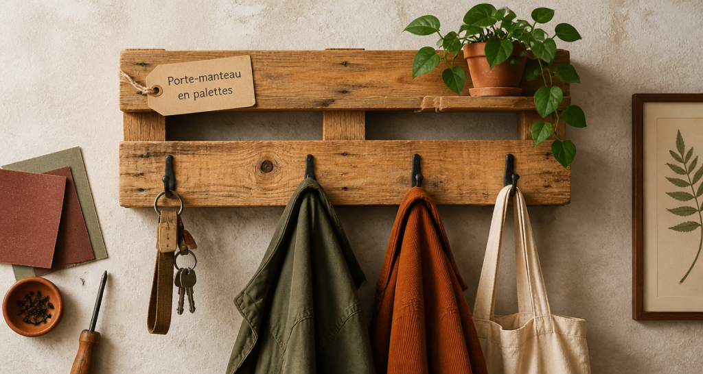 porte manteau palettes mural en bois recyclé