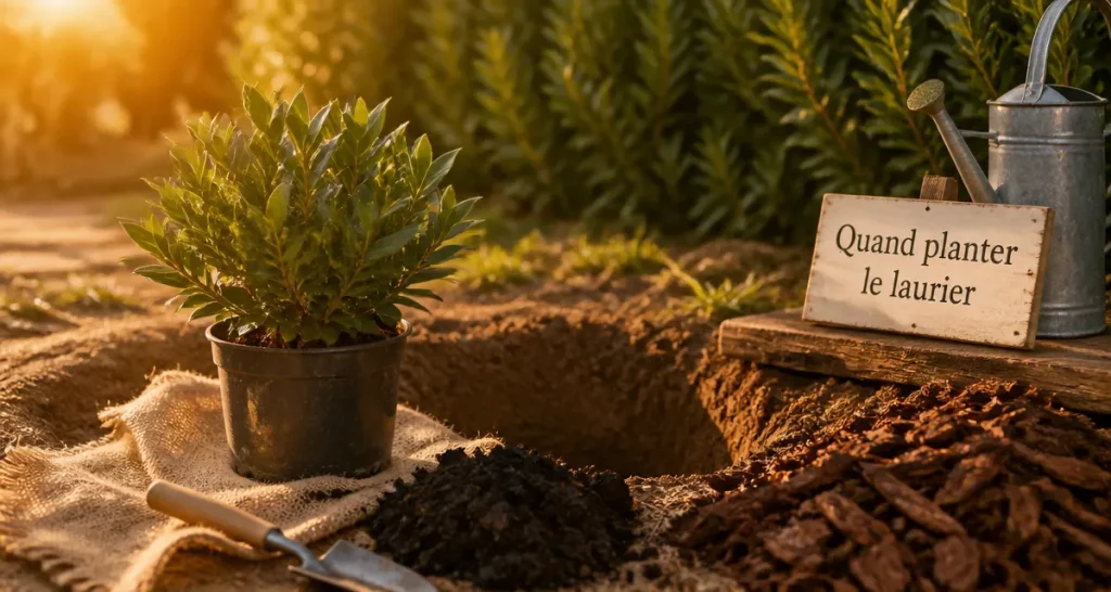 Quand planter le laurier : motte en conteneur et trou de plantation au jardin