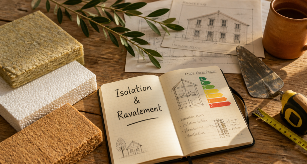 ravalement ite échantillons isolants et outils