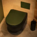 Toilette coloré : WC design vert forêt, cuvette suspendue et abattant