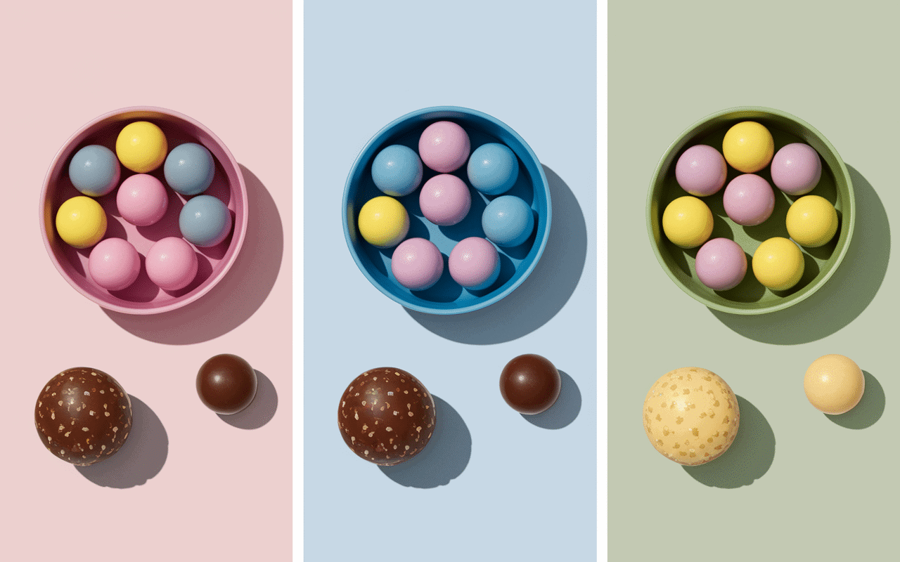 Différents moules bonbon silicone polycarbonate chocolats démoulés