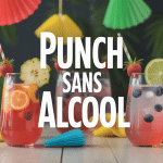 Table festive avec punch sans alcool et fruits