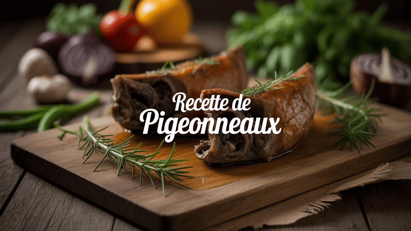 recette pigeonneaux rôti sur planche de bois