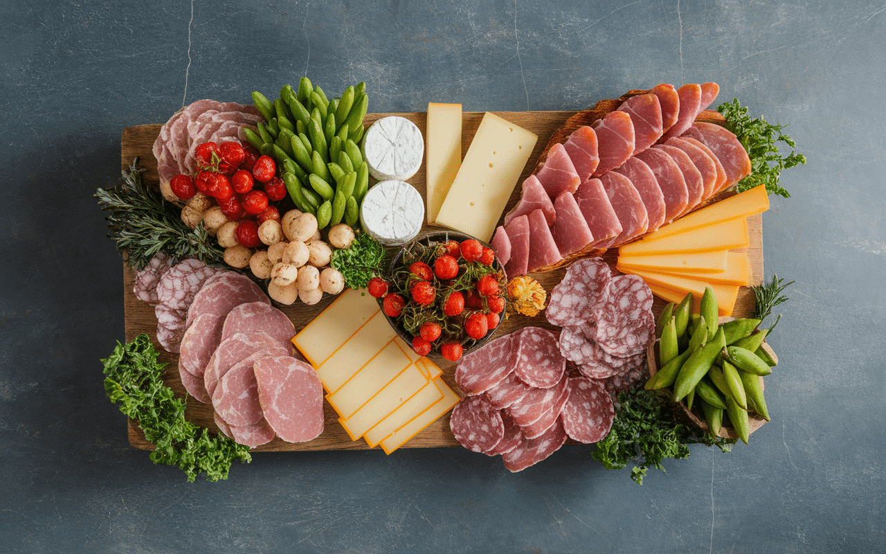 recette tapas à la française assortiment charcuterie fromage végétarien