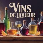 Bouteilles de vin de liqueur sur table en bois, ambiance chaleureuse