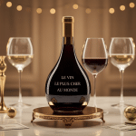 Bouteille de vin le plus cher au monde sur piédestal doré