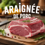 Araignée de porc sur planche de bois, ambiance cuisine