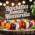 brochettes tomate mozzarella sur plateau rustique