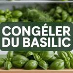 Congeler du basilic frais sur planche et bacs à glaçons