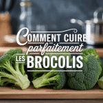 cuire brocolis frais sur planche en bois