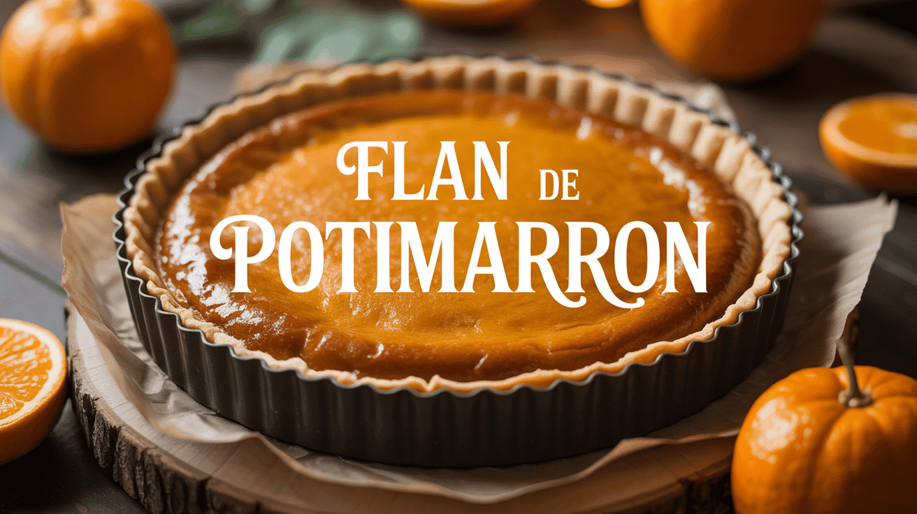 flan de potimarron doré avec courges sur table