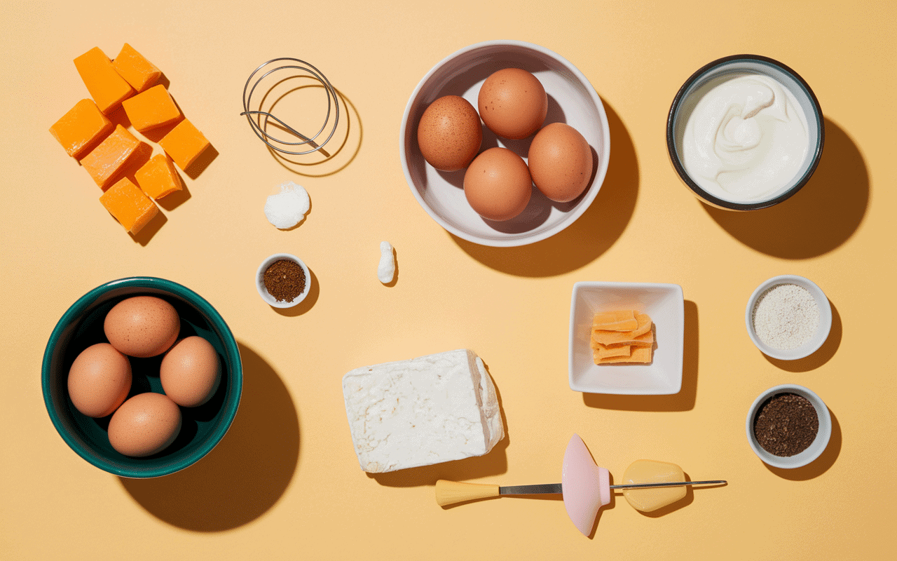 ingrédients flan de potimarron sur table