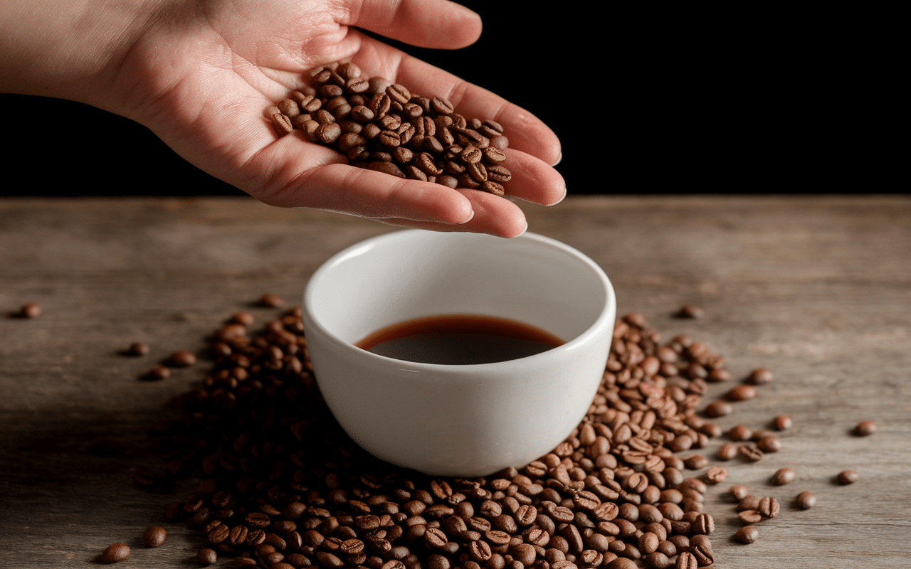 meilleur café en grain main tenant grains fraîchement torréfiés