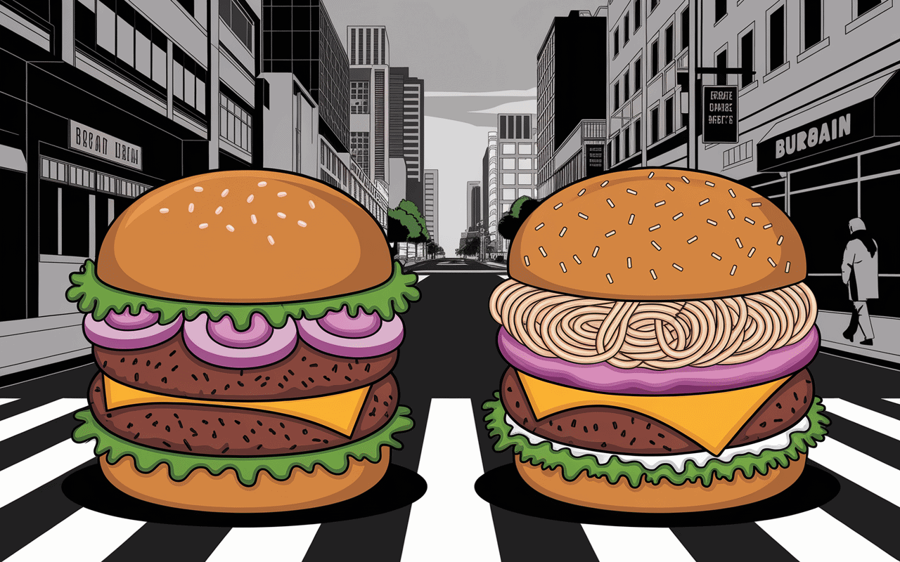 illustration origine ramen burger nouilles