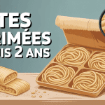 Paquet de pâte périmé depuis 2 ans, loupe, calendrier