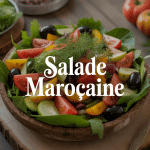 salade marocaine colorée bol terre cuite table bois épices