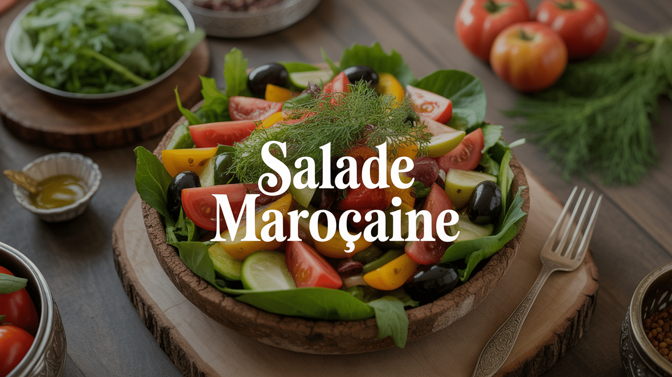 salade marocaine colorée bol terre cuite table bois épices