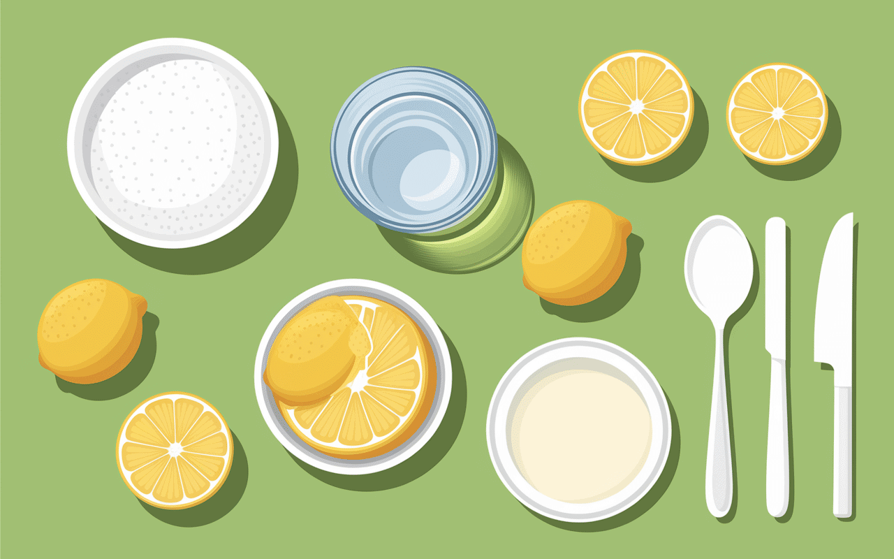 Ingrédients sorbet citron sans sorbetière sur une table