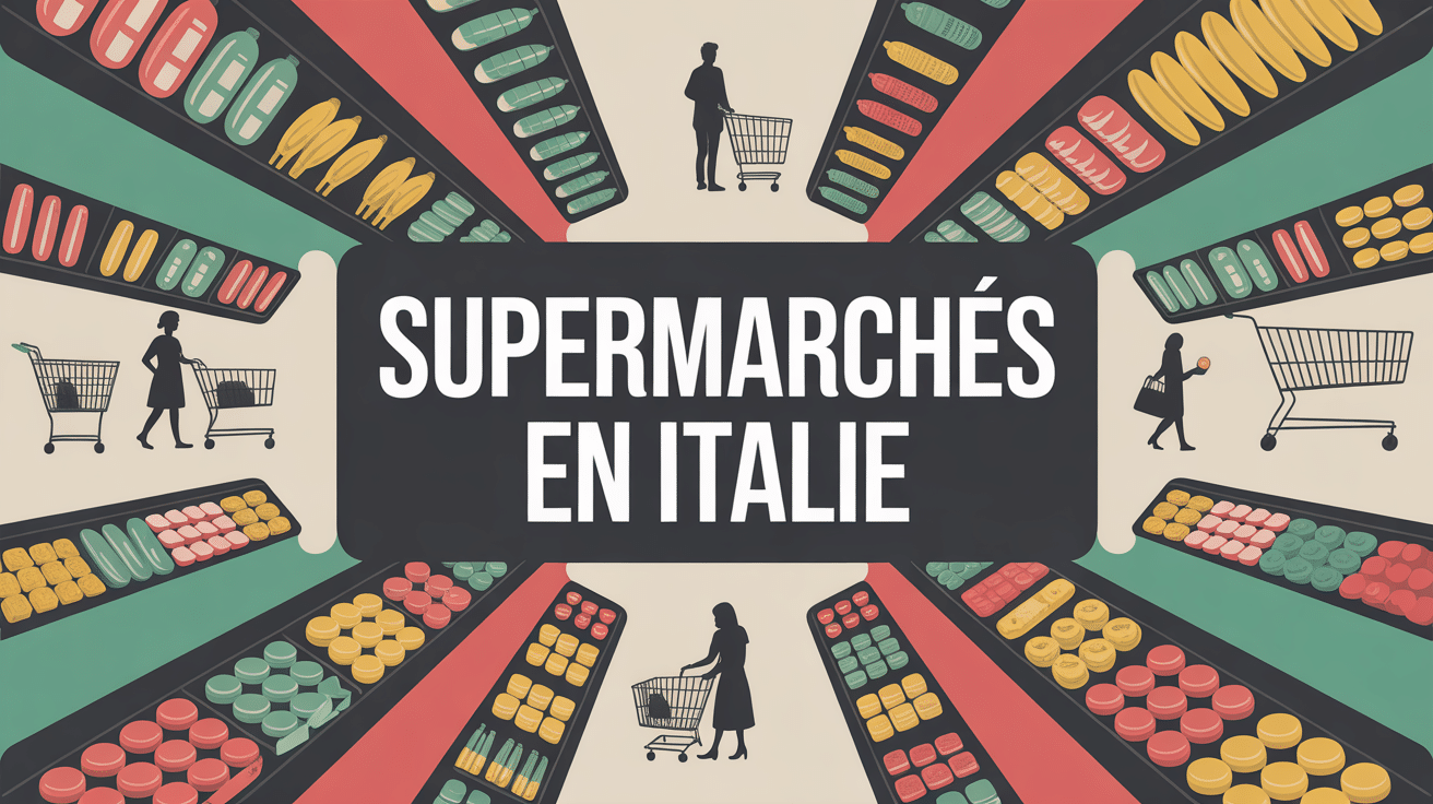 illustration vectorielle panorama supermarche italie