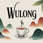 the wulong illustration feuilles et tasse porcelaine montagne