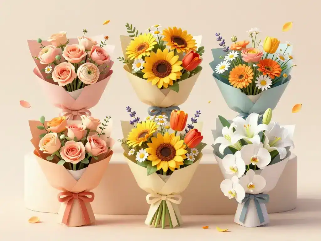 bonne fete emilie fleurs, quatre styles de bouquets