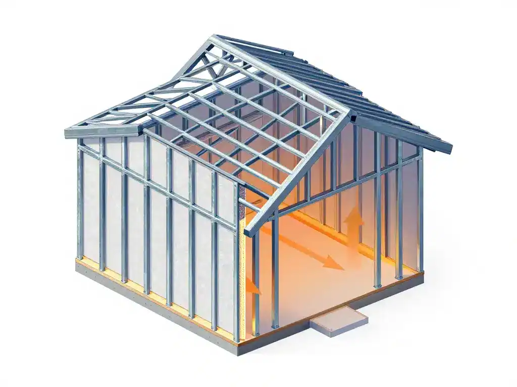 Schéma de la composition des murs maison phenix avec ossature métallique