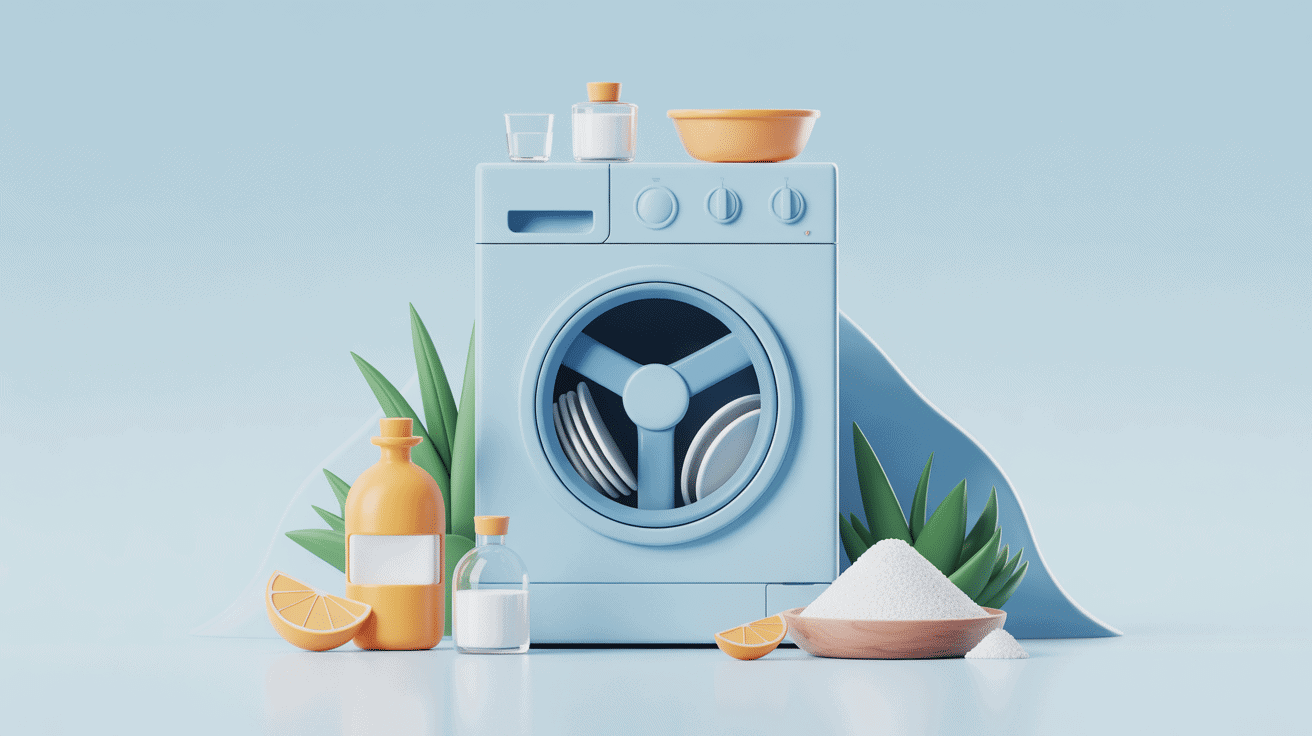 Illustration 3D, en panne de pastille lave vaisselle, alternatives et sécurité