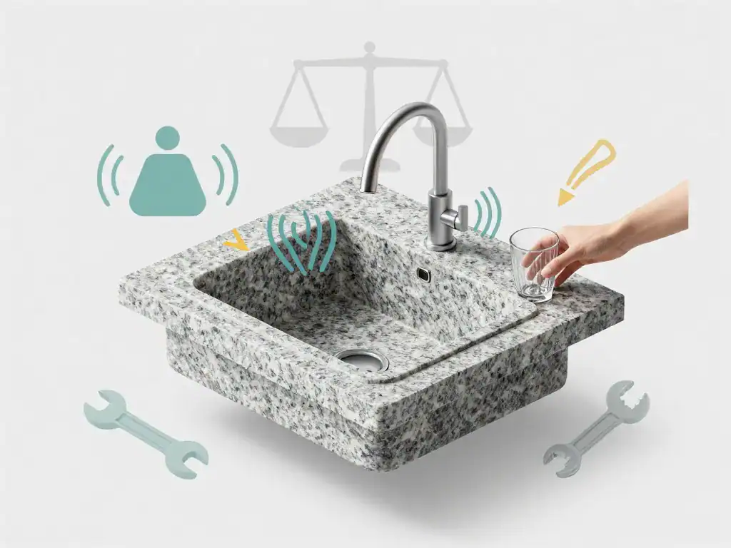 évier granit inconvénient poids, renforts, bruit et ergonomie