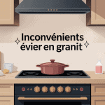 évier granit inconvénient avec taches, calcaire, rayures et choc thermique