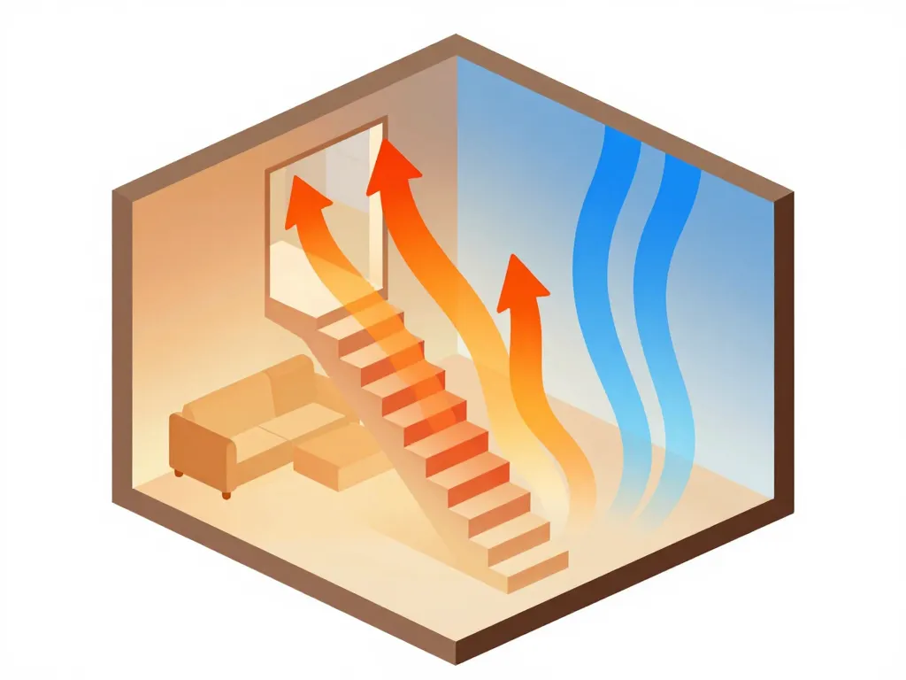 Schéma circulation air pour fermer un escalier pour garder la chaleur