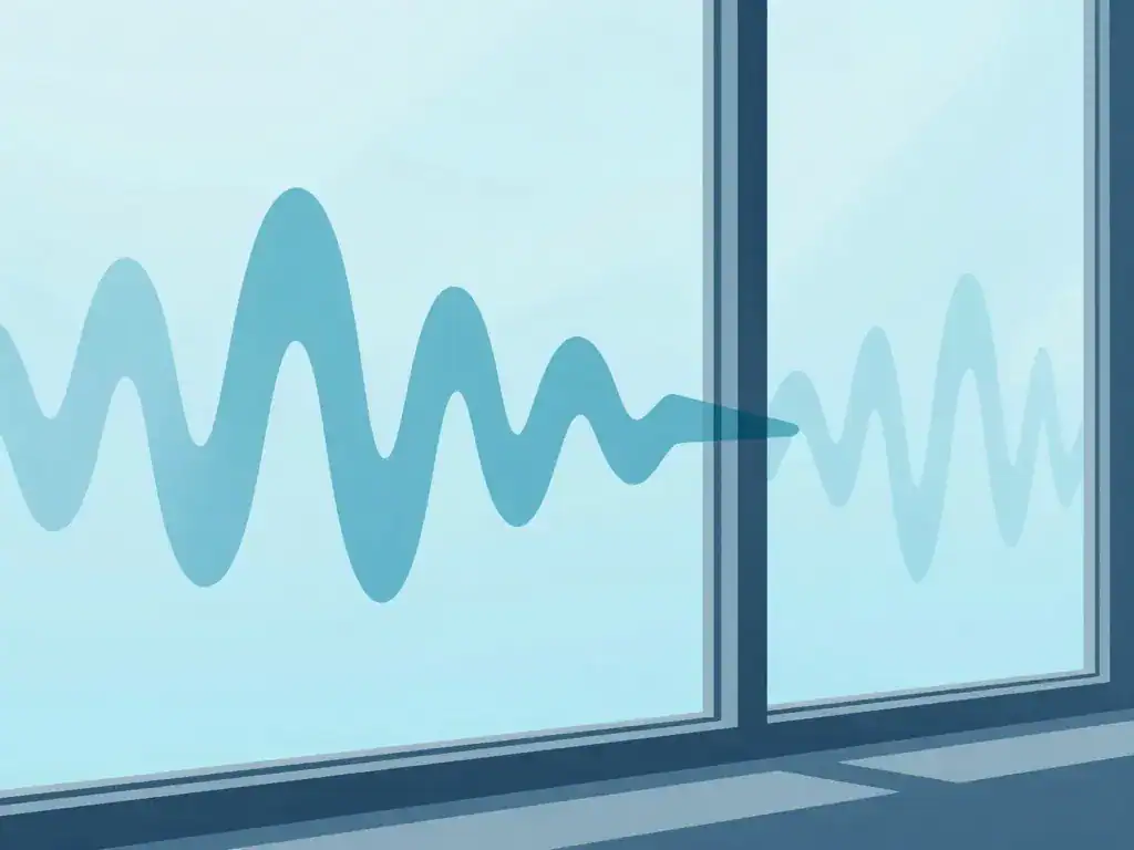 schema coupe verre avec film anti bruit fenetre