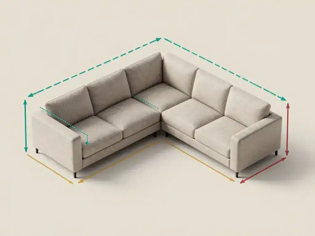Schéma mesures housse canapé d'angle