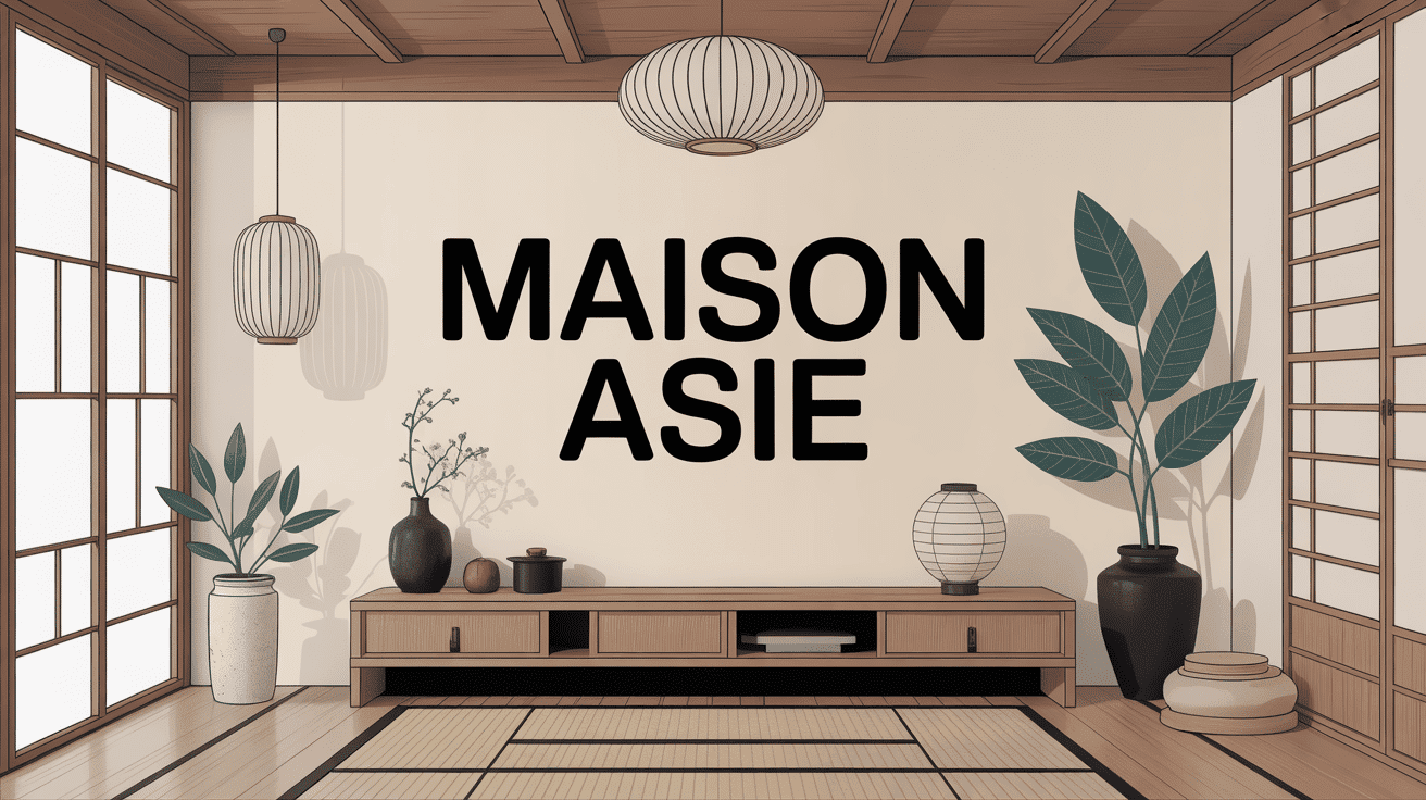 maison asie illustration intérieur zen minimaliste